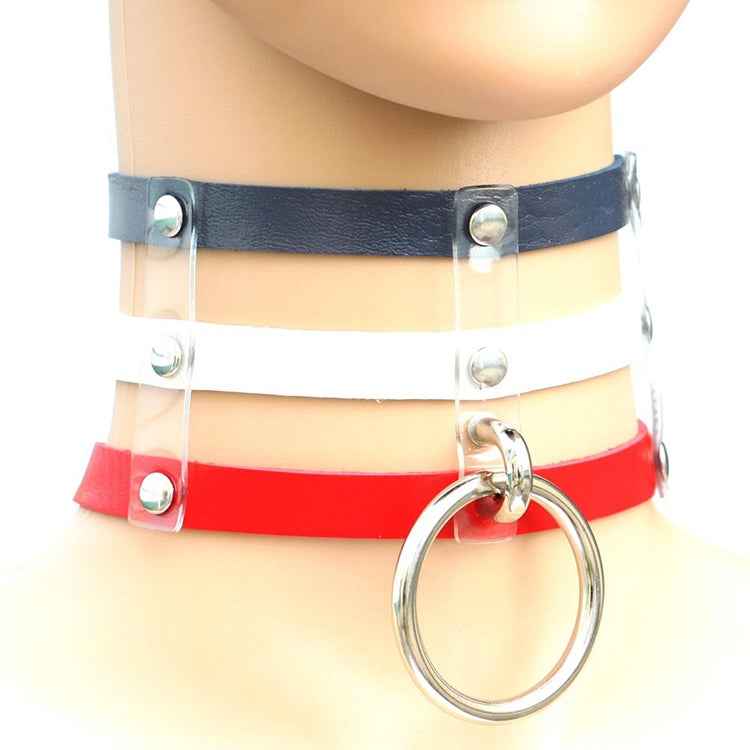 Harajuku Fashion Punk Gothic Rivets Collar Hand 3-rows Caged Leather Collar Necklace