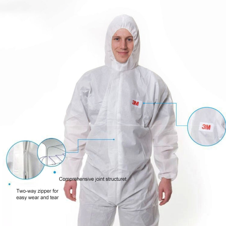 3M 4515 One-piece White Anti-static Anti-chemical Dustproof Sandblasting Suit with Cap, Size: M, 3M M