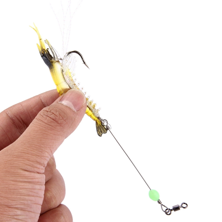Luminous Shrimp Shape Fishing Lures Artificial Fishing Bait with Hook, Length: 7cm, Yellow Black