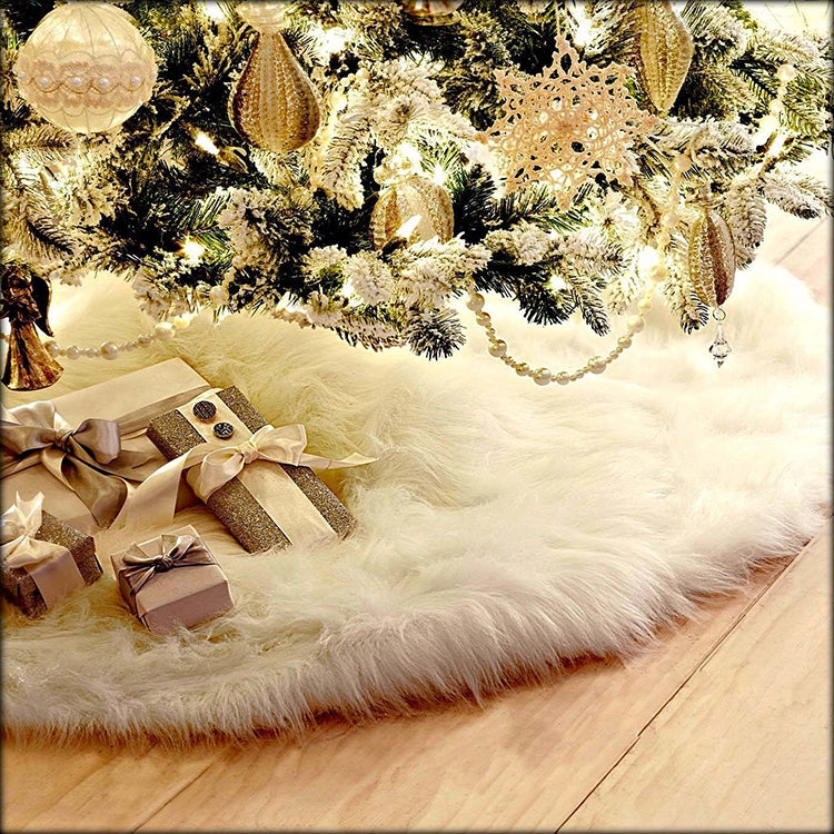 Christmas Tree Plush Skirt White Round Ornament Decoration, Diameter: 78cm, 78cm