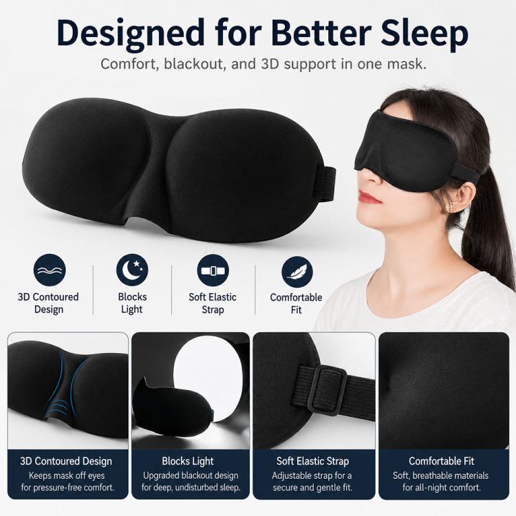 3D Portable Shading Sleep Rest Aid Cover Eye Patch Sleeping Mask Female Cute Eye Mask