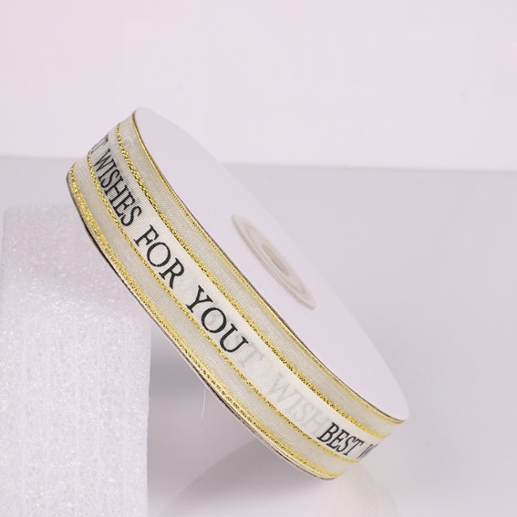 English Letter Colored Printed Ribbons Phnom Penh Gift Bouquet Ribbons Bowknot Flowers Packaging Ribands , Size: 45m x 2.5cm, Phnom Penh