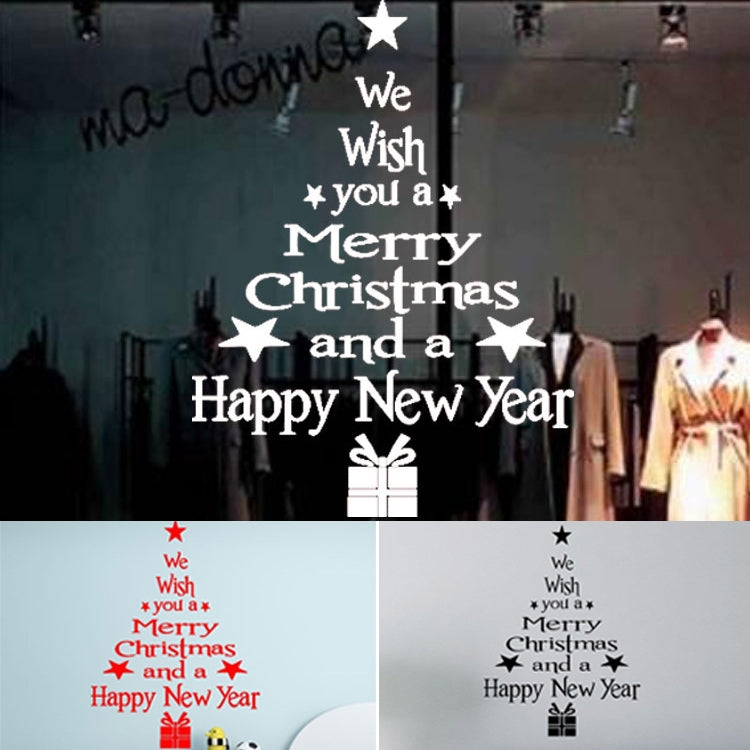 Blessing Christmas Tree Living Room Window Glass Door Removable Christmas Wall Sticker Decoration, Blessing Christmas Tree (Black), Blessing Christmas Tree (Red), Blessing Christmas Tree (White)