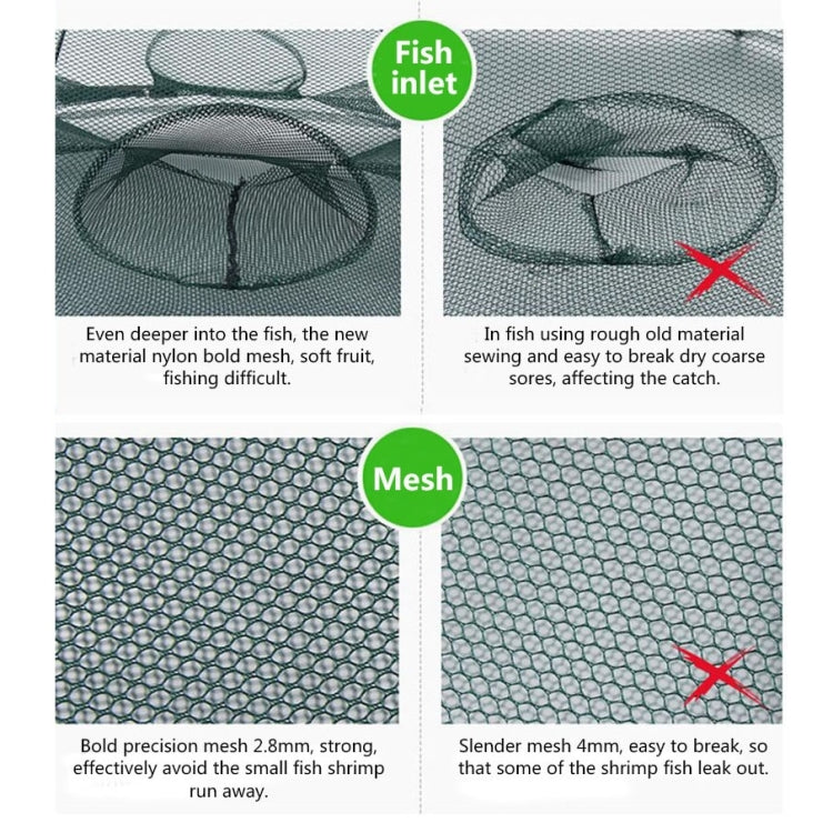 10 Holes Automatic Foldable Fishing Net Nylon Shrimp Crab Minnow Trap Fish Cast Net Fishing Tackle, 10 Holes