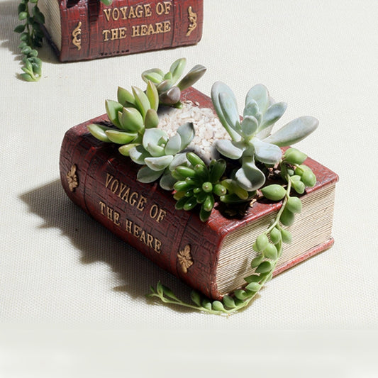 Retro Literature Book Pots Multi-meat Plant Bonsai Micro-landscape Vintage Book Flower Pot Planter for Flower  Cacti Herbs Plant Bed Box Case FlowerPot, Size: 14*10.5*5cm, Size: 14*10.5*5cm