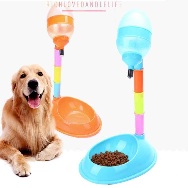 Pet Supplies Pet Dog Cat 2 in 1 Automatic Feeding & Watering Vertical Adjustable Rod Pet Water Food Feeder,Capacity: 600ML