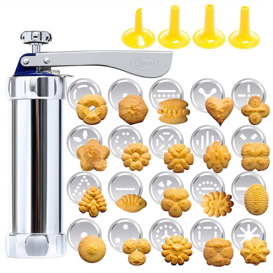 Multifunctional  Household Cookie Biscuit Machine Tool Mold Decorating Mounted DIY Baking with 20 Moulds & 4 Nozzles, Multi-function silver, Multi-function Green