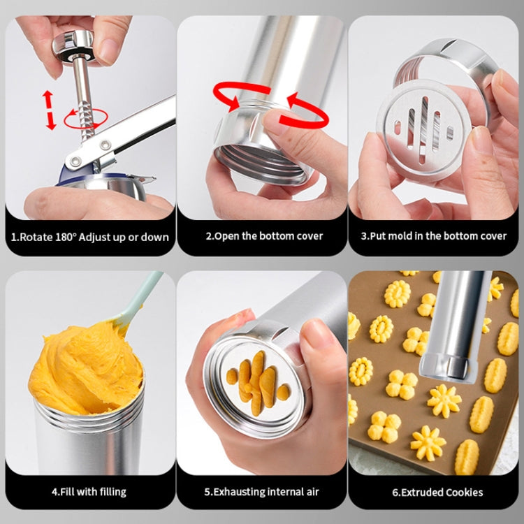 Multifunctional  Household Cookie Biscuit Machine Tool Mold Decorating Mounted DIY Baking with 20 Moulds & 4 Nozzles, Multi-function silver, Multi-function Green