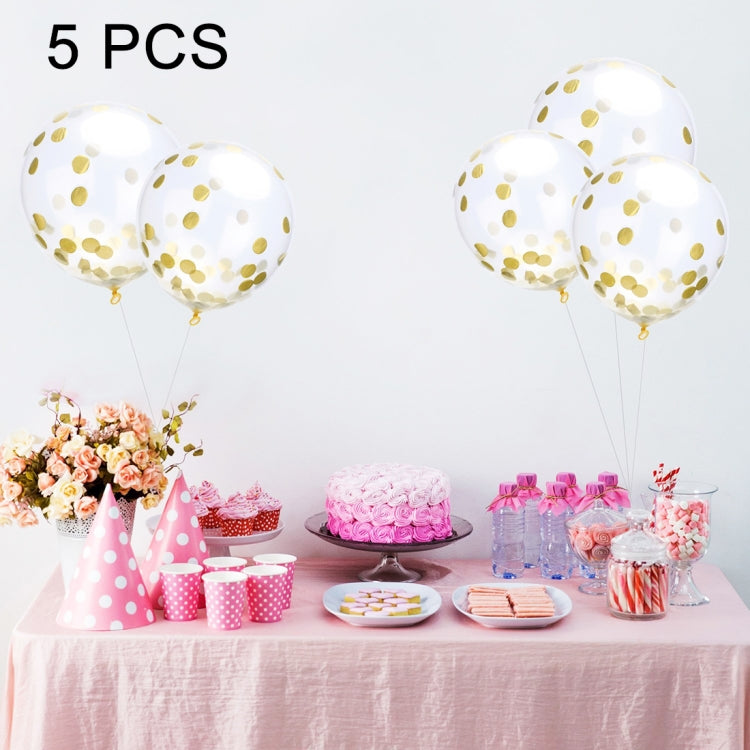 5 PCS 12 inch Transparent Gold Sequins Confetti Balloons, Holiday Party Wedding Decoration Confetti Balloons, Random Style Delivery, 12 inch Sequins Confetti Balloons