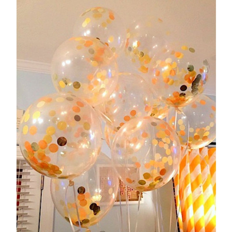 5 PCS 12 inch Transparent Gold Sequins Confetti Balloons, Holiday Party Wedding Decoration Confetti Balloons, Random Style Delivery, 12 inch Sequins Confetti Balloons