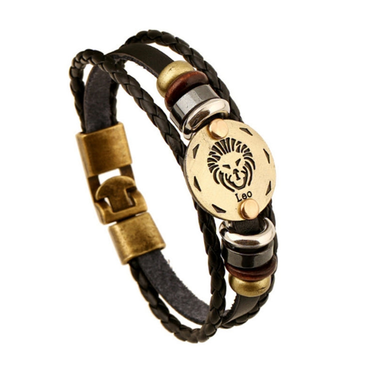 2 PCS Couple Lovers Jewelry Leather Braided Constellation Detail Hand Chain Bracelet, Size: 21*1.2cm, HC3505A, HC3505B, HC3505C, HC3505D, HC3505E, HC3505F, HC3505G, HC3505H, HC3505J, HC3505K, HC3505L, HC3505M