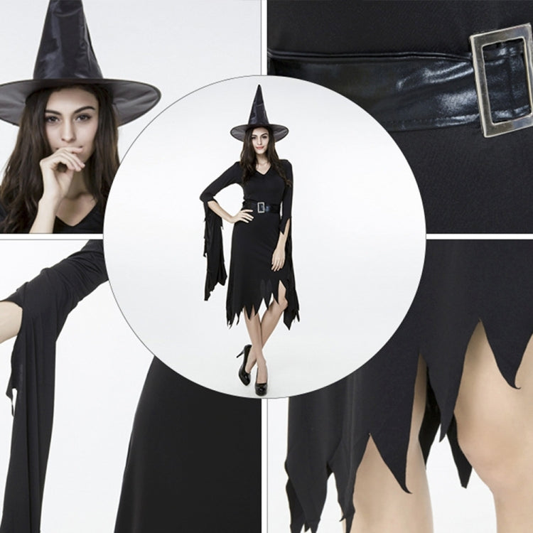 Black Irregular Long Skirt Exit Halloween Costume Cosplay Show Witchcraft Dress, M, Chest: 88cm, Waistline: 72cm, Skirt Length: 108cm