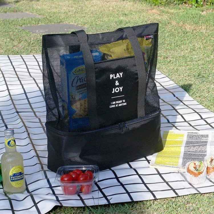 Portable Double Layer Mesh Sport Duffel Beach Picnic Shoulder Storage Bag Handbag