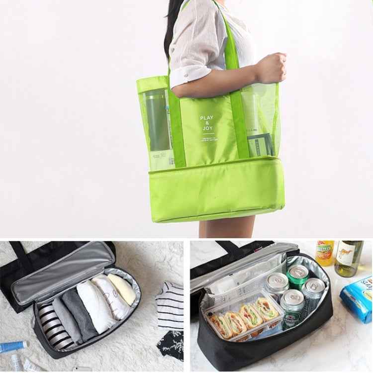 Portable Double Layer Mesh Sport Duffel Beach Picnic Shoulder Storage Bag Handbag
