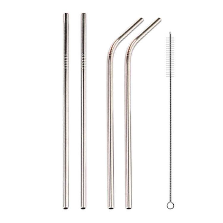 4pcs Reusable Stainless Steel Drinking Straw + Cleaner Brush Set Kit,  266*6mm, 266*6mm (Combination)