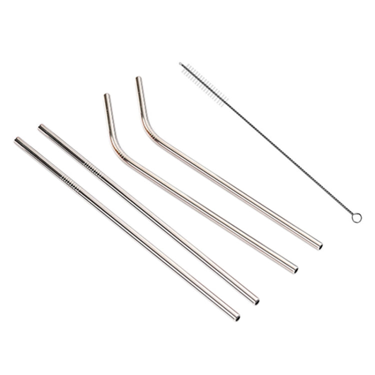 4pcs Reusable Stainless Steel Drinking Straw + Cleaner Brush Set Kit,  266*6mm, 266*6mm (Combination)