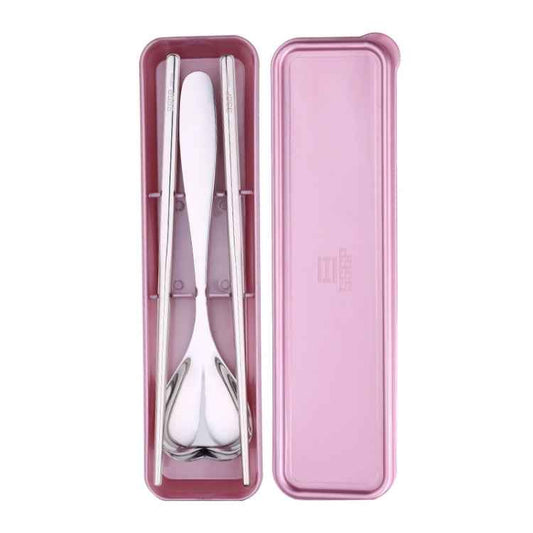 3 in 1 304 Stainless Steel Frosted Portable Outdoor Tableware for Children