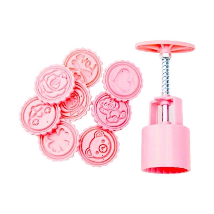 DIY Fondant Cake Mold Biscuit Cookie Cutters Baking Tools with 8 PCS Round Cartoon Patterns