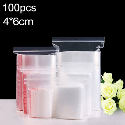 100pcs/pack PE Self Sealing Clear Zip Lock Packaging Bag, 4cm x 6cm, Custom Printing and Size are welcome, 4*6cm