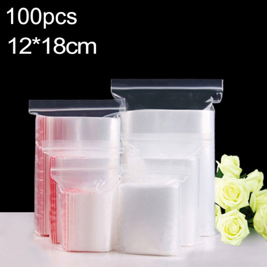 100pcs/pack PE Self Sealing Clear Zip Lock Packaging Bag, 12cm x 18cm, Custom Printing and Size are welcome, 12*18cm