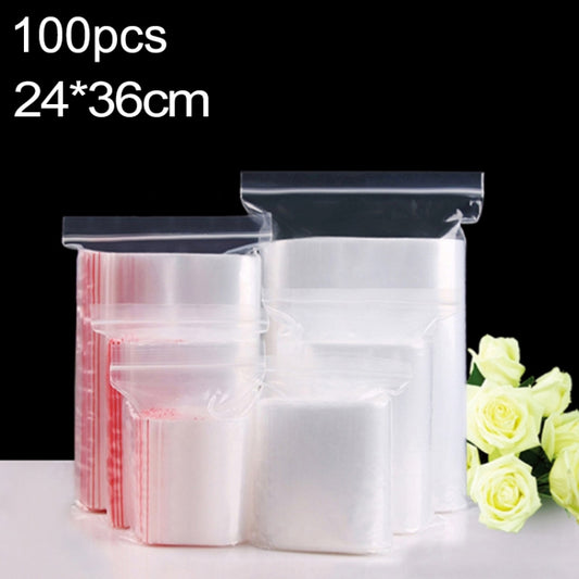 100pcs/pack PE Self Sealing Clear Zip Lock Packaging Bag, 24cm x 36cm,Custom Printing and Size are welcome, 24*36cm