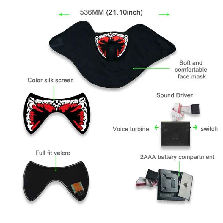 FG-FULL-01 Halloween Mask Voice Control LED Cold Light Terror Cosplay Mask