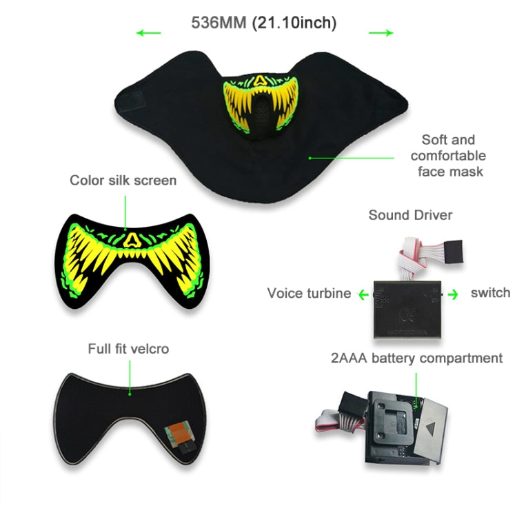 FG-MA-01 Halloween Mask Voice Control LED Cold Light Terror Cosplay Mask, FG-MA-01