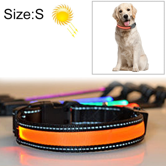 Medium and Large Dog Pet Solar + USB Charging LED Light Collar, Neck Circumference Size: S, 35-40cm, Size: S