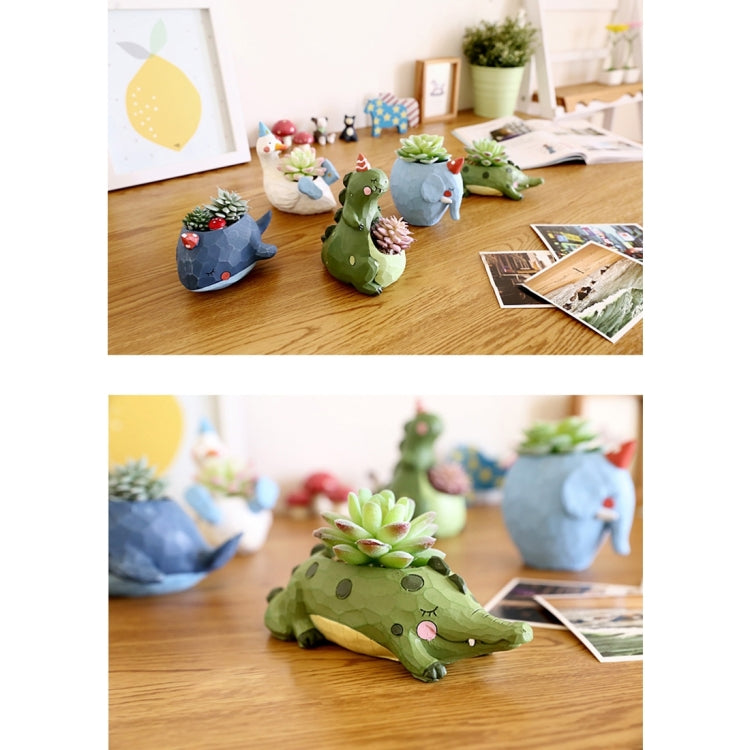 Lovely Home Garden Office Resin Cartoon Animal Crocodile Shaped Plant Flower Pot Decoration Animal Flower Pots Planter, Crocodile