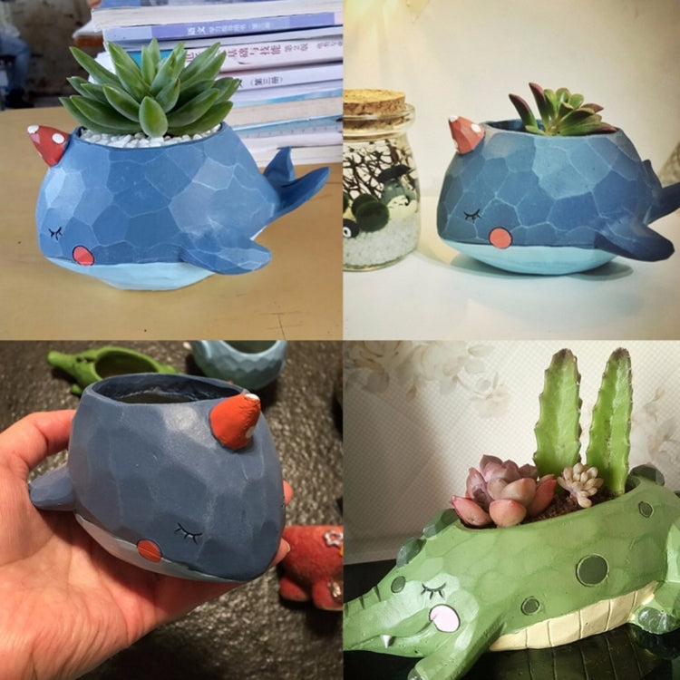 Lovely Home Garden Office Resin Cartoon Animal Whale Shaped Plant Flower Pot Decoration Animal Flower Pots Planter, Whale
