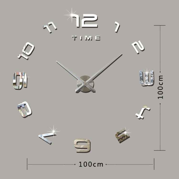 Bedroom Home Office Decoration Modern Frameless Large Number DIY 3D Mirror Wall Sticker Quiet Clock, Size: 100*100cm