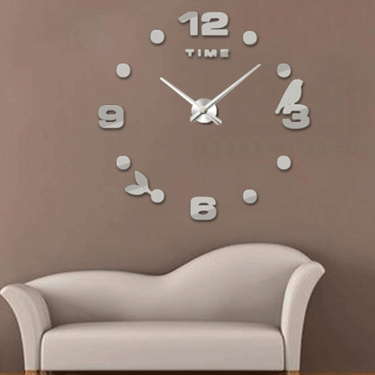 Bedroom Home Office Decoration Frameless Large Size DIY 3D Mirror Surface Wall Stickers Quiet Clock, Size: 100*100cm, 3M006 (Black), 3M006 (Silver)