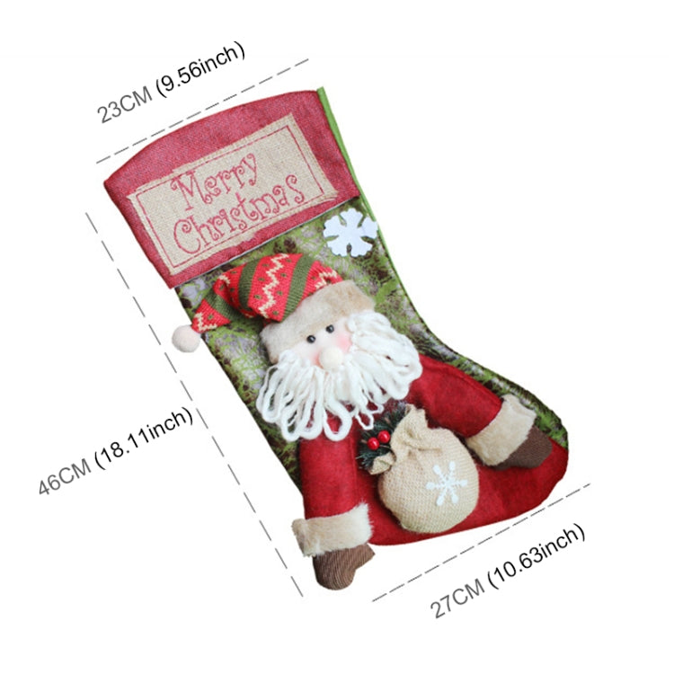 Christmas Ornament Decoration Merry Christmas Christmas Big Stocking Gift Bag Pendant, Snowman, Santa Claus, Elk