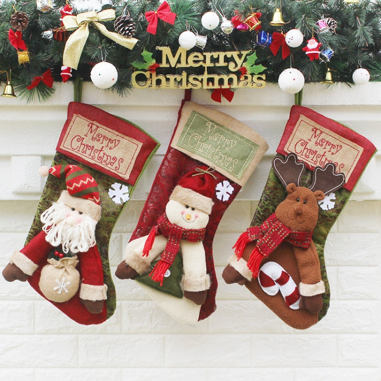 Christmas Ornament Decoration Merry Christmas Christmas Big Stocking Gift Bag Pendant, Snowman, Santa Claus, Elk