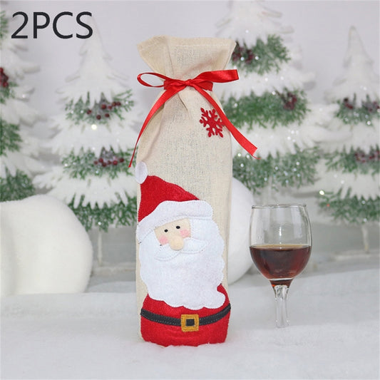 2 PCS CX20215 Snowman Pattern Wine Bottle Bag Christmas Decoration, HC4910A, HC4910B, HC4910C