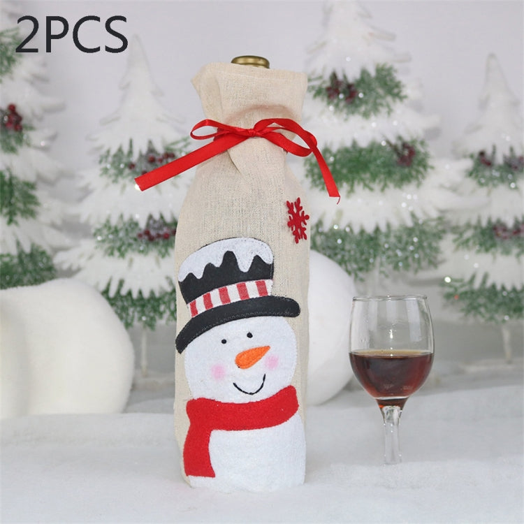 2 PCS CX20215 Snowman Pattern Wine Bottle Bag Christmas Decoration, HC4910A, HC4910B, HC4910C