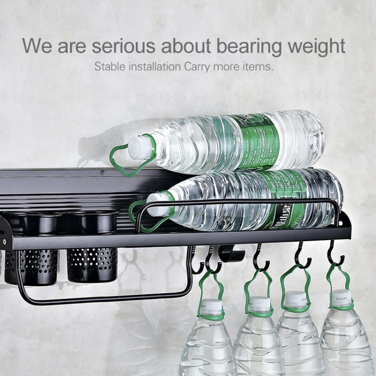 A Version 70cm 2 Cups  10 Hooks Kitchen Multi-function Wall-mounted Condiment Storage Rack