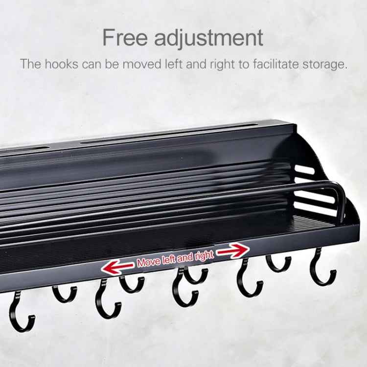 C Version 60cm 2 Cups 10 Hooks Kitchen Multi-function Wall-mounted Condiment Storage Rack