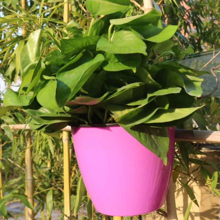 Self-Watering Planter Grow Plants Lazy Flower Pots Wall-hanging Round Resin Plastic Flower Pots, Size: 13x8.5x13cm