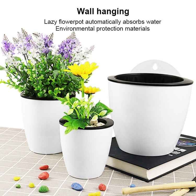 Self-Watering Planter Grow Plants Lazy Flower Pots Wall-hanging Round Resin Plastic Flower Pots, Size: 18x12.5x16cm