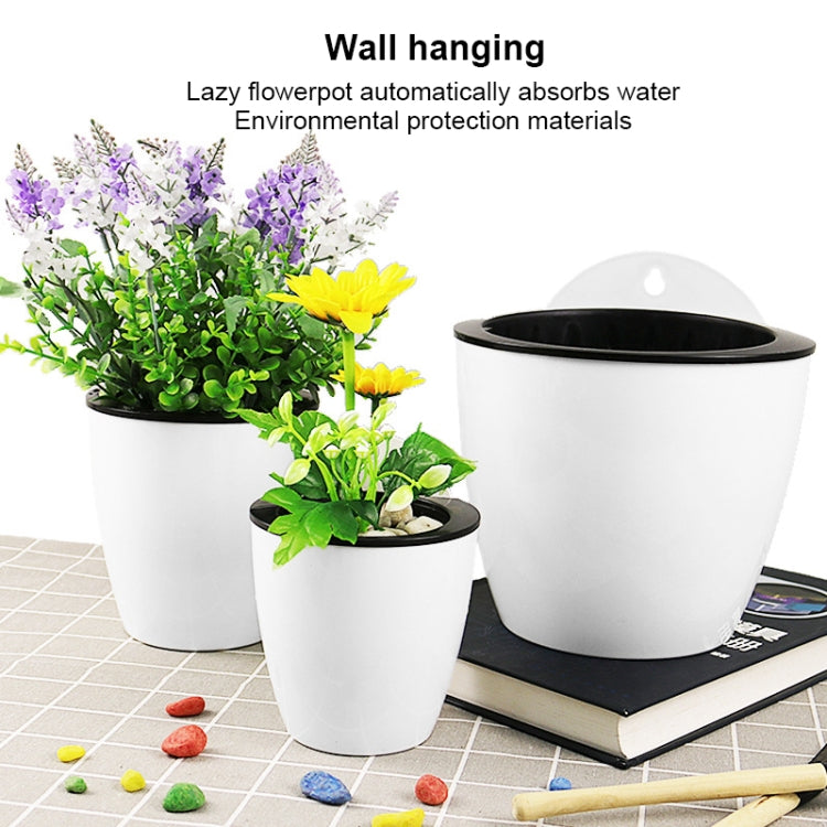 Self-Watering Planter Grow Plants Lazy Flower Pots Wall-hanging Round Resin Plastic Flower Pots, Size: 18x12.5x16cm, Size: 18x12.5x16cm