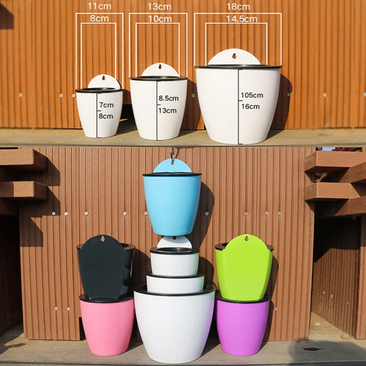 Self-Watering Planter Grow Plants Lazy Flower Pots Wall-hanging Round Resin Plastic Flower Pots, Size: 18x12.5x16cm, Size: 18x12.5x16cm