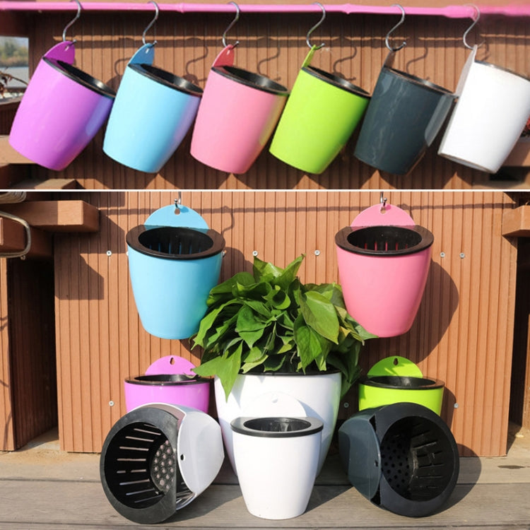 Self-Watering Planter Grow Plants Lazy Flower Pots Wall-hanging Round Resin Plastic Flower Pots, Size: 18x12.5x16cm, Size: 18x12.5x16cm