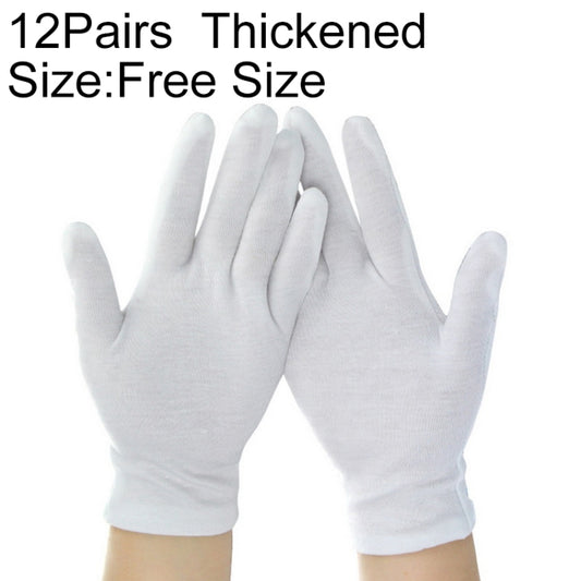 12 Pairs Pure Cotton Working Gloves, Thickened， Size：Free Size, Thickened， Size：Free Size