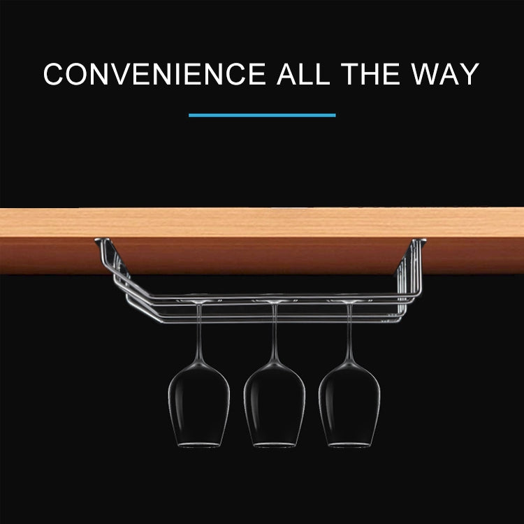 MICLAN Three Rows Stainless Steel Hanging Wine Glass Holder, Size: 34*32*27cm, Size: 34*32*27cm