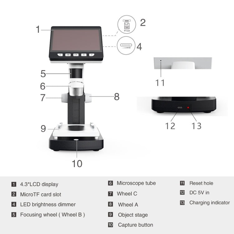 inskam306 1080P 4.3 inch Display Screen HDMI Port HD Digital Microscope, inskam306
