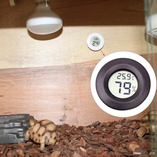 Digital Round Shaped Reptile Box Centigrade Thermometer & Hygrometer with Screen Display