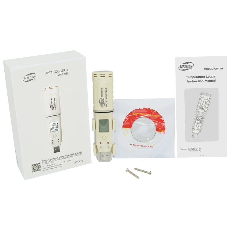 BENETECH GM1366 USB Digital Temperature and Humidity Recorder Meter with Alarm, GM1366