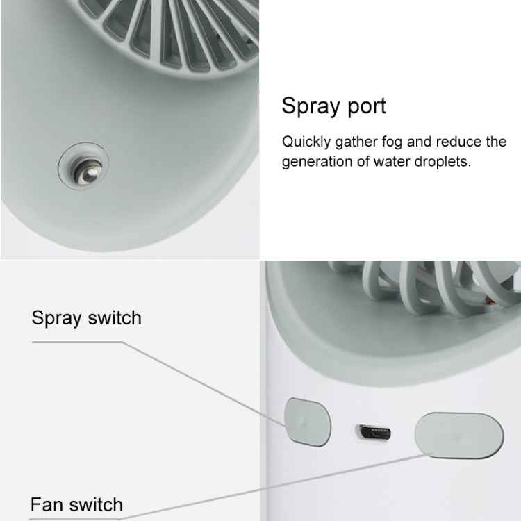 Multi-function USB Charging Spray Humidification Desktop Electric Fan with LED Warm Yellow Reading Lamp, Support 3 Speed Control