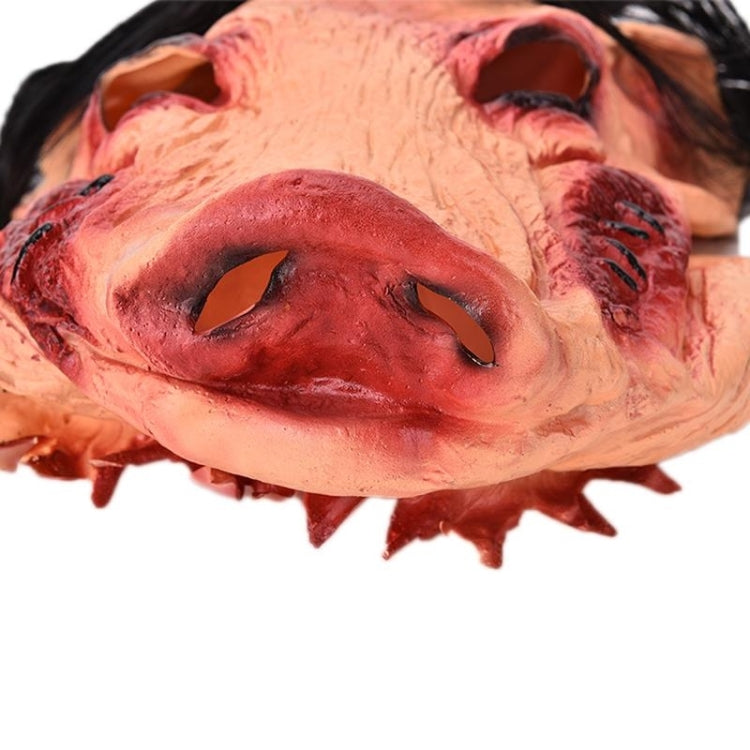Halloween Mask Latex Pig Head Cap Halloween Festival Party Fancy Pig Face Masquerade Masks with Hair, Pig Head